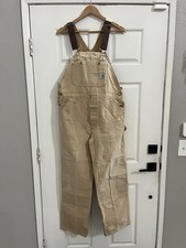 Vintage Carhartt Double-Knee Duck Overalls Brown USA 36x30 Actual Union Made