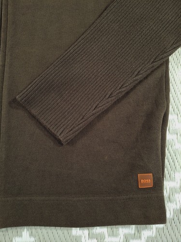 Hugo Boss Mens Norton Full Zip Sweater Size XL Dark Brown Cotton Blend Portugal - Picture 5 of 21