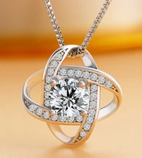 Cubic Zirconia 925 Sterling Silver Necklace Pendant Jewelry