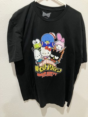 Hello Kitty My Hero Academia Sanrio Kids XL Black Shirt Short Sleeve Tee Top
