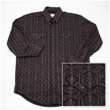 Rough Stock Panhandle Slim Western Shirt Mens Large Black Pearl Snap Medallion