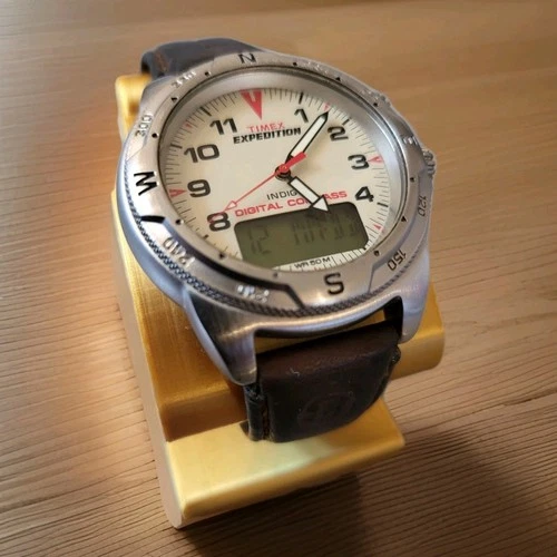 Vtg Mens Timex I-Control Expedition Digital Compass Watch 50m Works EUC Indiglo