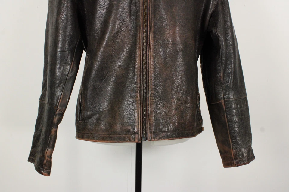 Vintage 80s Chevignon Leather Rider Jacket Mens Large Brown Patina France Biker - Image 3 of 4