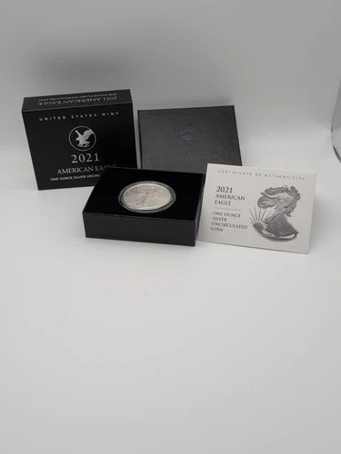 2021-W AMERICAN EAGLE 1-OZ .999 SILVER UNCIRCULATED COIN COA & OGP