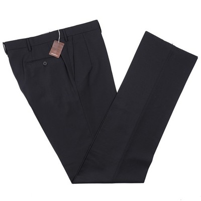 Stefano Ricci Black Extrafine Wool Flat-Front Dress Pants 42 (EU 60) NWT