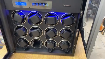 JINS&VICO 12 Slot Watch Winder Carbon Fiber Shell – 8 Working