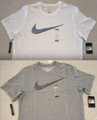 Nike Mens Dri-Fit Training T-Shirt ~ White & Grey ~ Choose Size S, M, L, XL