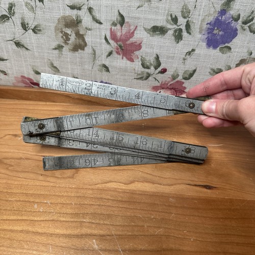 Vintage Craftsman 48” Metal Aluminum Folding Ruler Film Prop Workbench Toolshed - Picture 2 of 6
