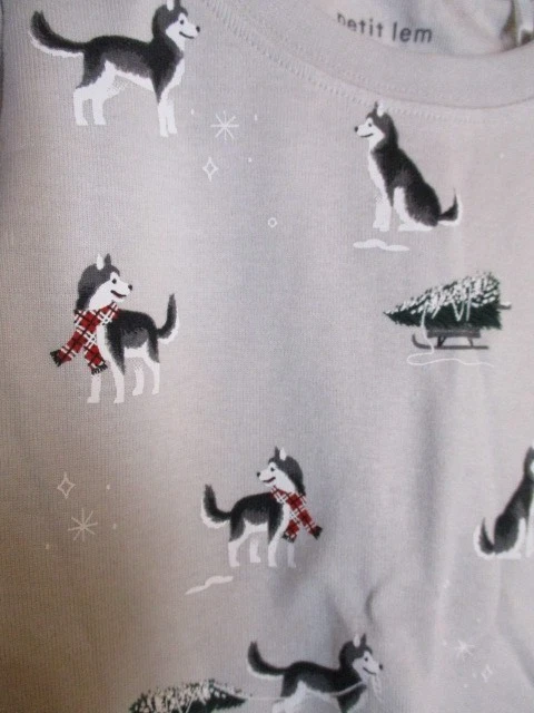 Nuevo con etiquetas Juego de pijama Nordstrom Petit Lem Huskie perro Navidad 2 piezas talla 5 Foto 4 de 4