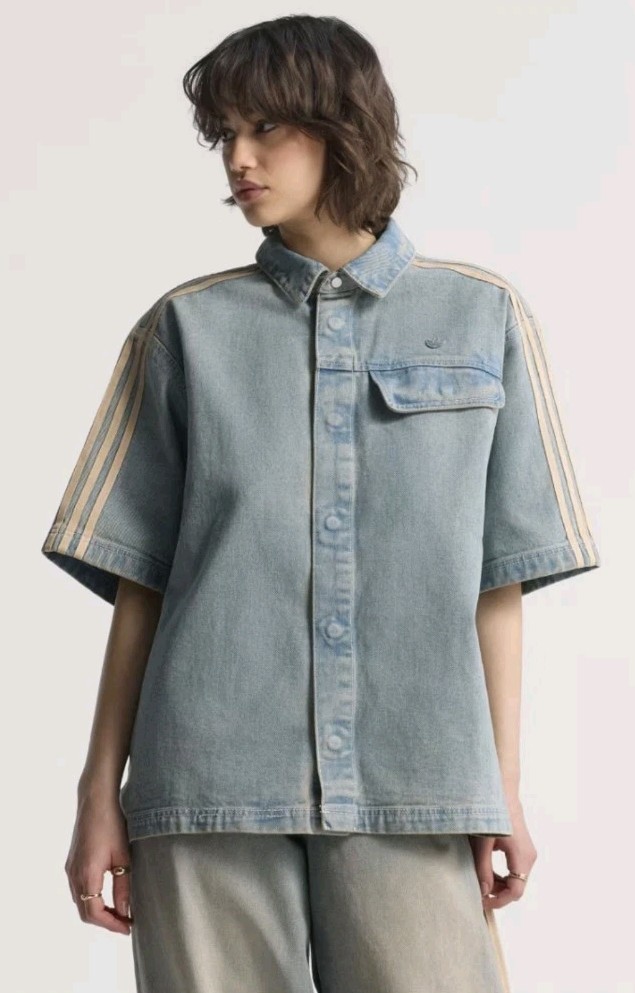 Adidas Premium Essentials Denim Shirt Shortsleeve XS New Nwt | eBay
