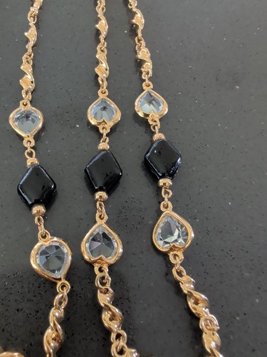 Vintage St. John Baroque Black “Crystals” and Gold Tone Necklace 42" Q4 - Afbeelding 3 van 6