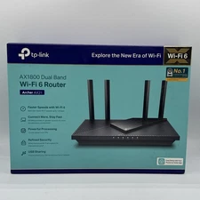 TP-Link Archer AX21 AX1800 Dual-Band Mesh Wi-Fi 6 Router Black New Open Box