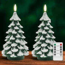 Christmas Tree LED Candle with Remote Timer, Pillar Candle Flameless Flickering 