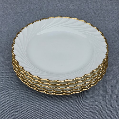 Nymphenburg Porcelain WELLE Set 6 Desert / Side Plates Dishes White Gold Trim - Picture 8 of 23