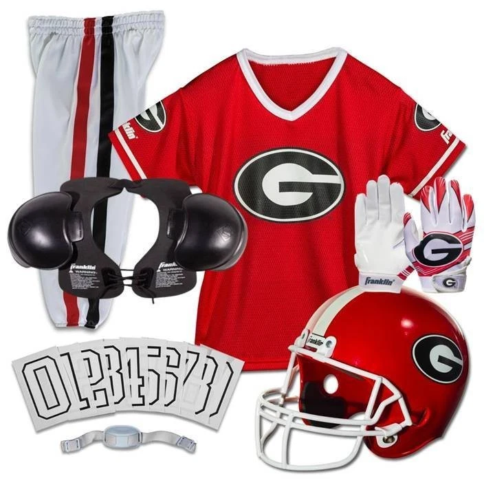 Georgia Bulldogs Kids NCAA 8pc Deluxe Football Uniform Set, Small