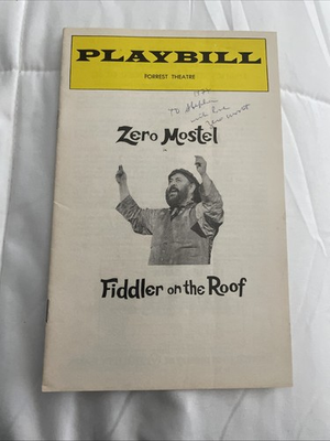 #ad ZERO MOSTEL Autographed “FIDDLER ON THE ROOF” Playbill 1977 Forrest theater. $79.99