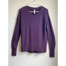 Athleta Coaster Luxe Recover Crewneck Sweatshirt Size XS Plum Purple Thumbholes