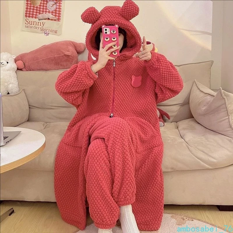 Lindo Camisón Terciopelo Coral Nuevo Estilo Más Terciopelo Y Espesante Ropa de Salón Regalo Foto 3 de 4