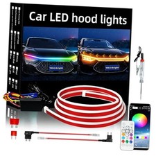 Car Led Lights Exterior RGB Hood Light Strip 59 inches Dynamic Multicolor