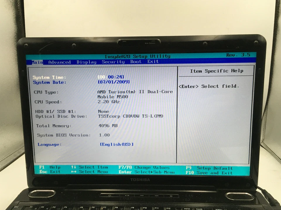 TOSHIBA SATELLITE L505D GS5990 -BOOTS TO BIOS- INTEL CORE 2 DUO-4GB RAM-READ- BB - Image 2 of 4
