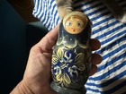 Vintage Russian Blue Floral Matryoshka Nesting Dolls Set, 5-Piece — photo 3