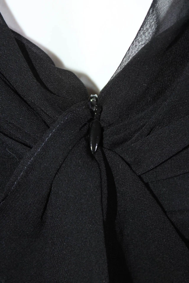 Foley + Corinna Womens Silk Chiffon Ruffled Sheath Dress Black Size S - Image 4 of 4