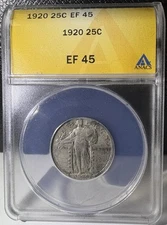 1920 25c Standing Liberty Silver Quarter ANACS XF 45 (505)