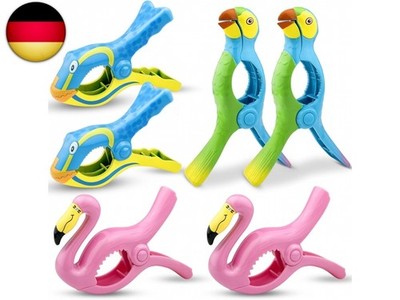 6 STK Strandtuch-Clip, Bunt Strandtuchklammern Flamingo Papagei Fisch