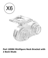 Lego 6 Pieces Trans-clear Neck Bracket with 2 Back Studs,mini Figures body Wear