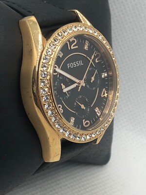 Fossil Women\'s ES3644 Riley Crystal-Accented Black Stainless Steel Watch Fossil Women main image 4