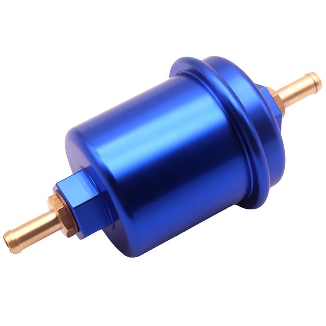 Blue Universal Inline Fuel Filter High Flow 100 Micron Cleanable