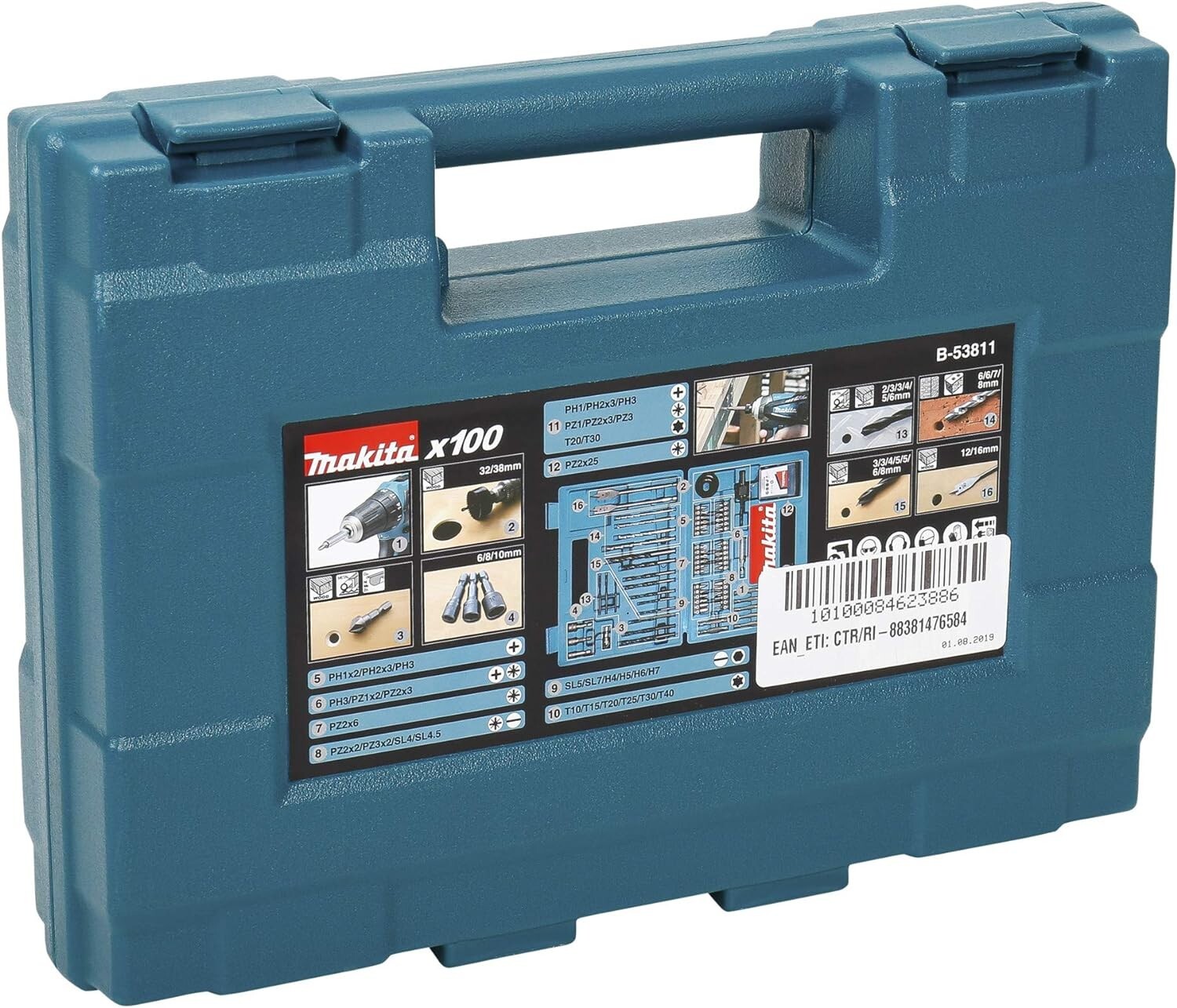 Makita 100pc Drill and Screwdriver Set Holesaw, Masonry and Flat Bit B