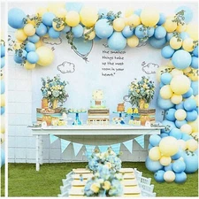 Pastel Party Perfection Kit: DIY Balloon Garland Arch with 100 Blue and Yellow B