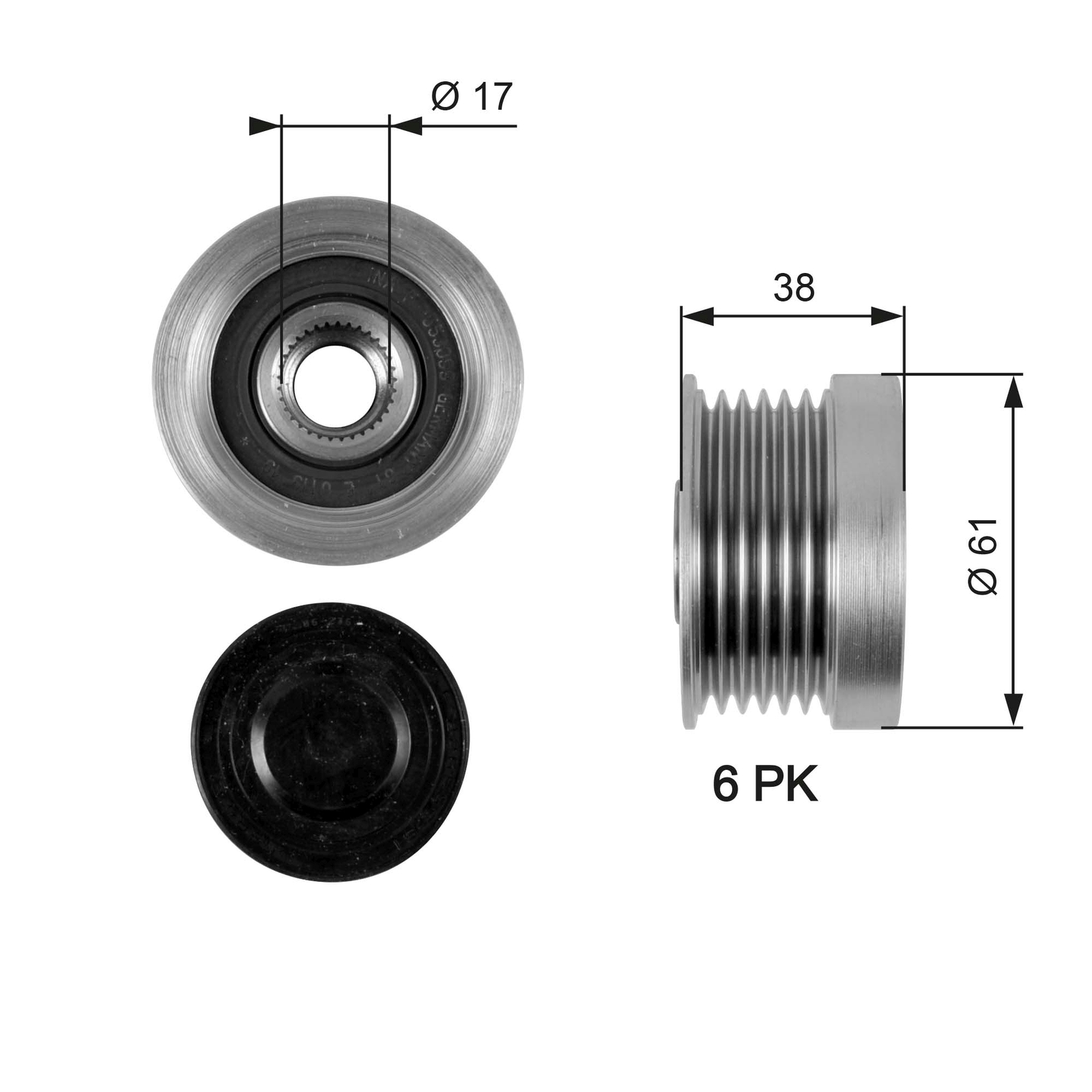 GATES OAP7036 Alternator Freewheel Clutch for VOLVO