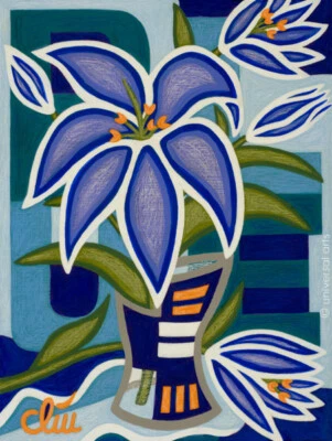 JACQUELINE DITT - Blue Lillies of Desire A4 DRUCK n.Gemälde Lilien - Bild 1 von 3