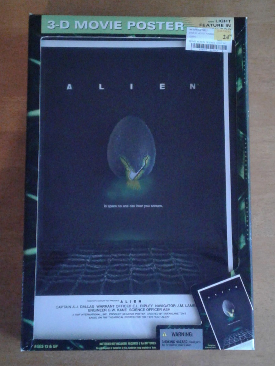 ALIEN （エイリアン）3D MOVIE POSTER Alien 3D 3-D Movie Poster Art Figure w Light up Alien Egg