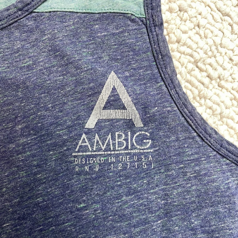 Ambig 背心上衣衬衫男式 XL 蓝色柔软无袖休闲棉 Comfoprt 成人 — 第 2/4 张图片