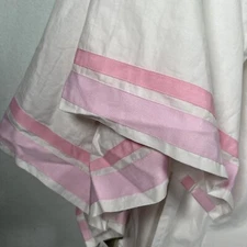 Pottery Barn Kids White Pink Ribbon Single Pleat Standard Crib Skirt Dust Ruffle