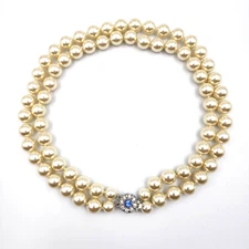 Jackie Kennedy Camrose & Kross 2 Strand Faux Pearl Necklace JBK 18" Rhinestone