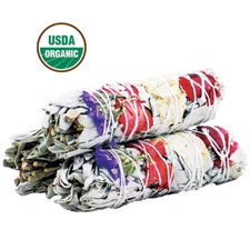 3 Pack Floral White Sage Morning Glory Smudge Stick 4 inch Bundles Relaxation