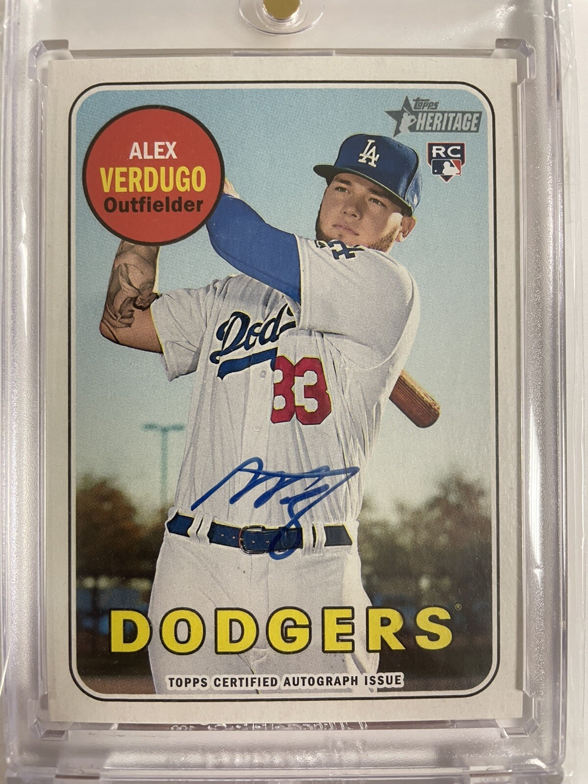 Alex Verdugo 2018 Topps Heritage Real One Rookie Auto Blue Ink