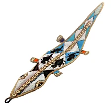 Antqiue African Yoruba Lizard Ceremonial Sash Belt Wall Hanging 40" tribal art