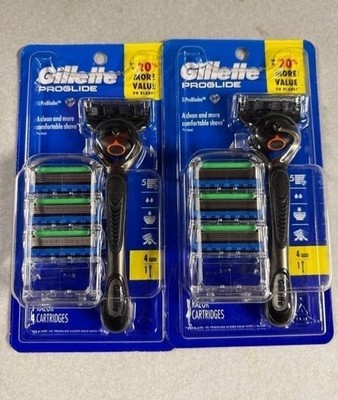 Gillette ProGlide Mens Razor Value Packs, 1-Handle+4-Razor Blade Refills BUNDLE.