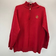 Lauren Ralph Lauren VINTAGE 90s Ruby Crest Quarter Zip Pullover Sweater Red