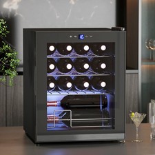 HOMCOM Weinkühlschrank, 16 Flaschen 42L Touchscreen, Glastür, LED-Beleuchtung