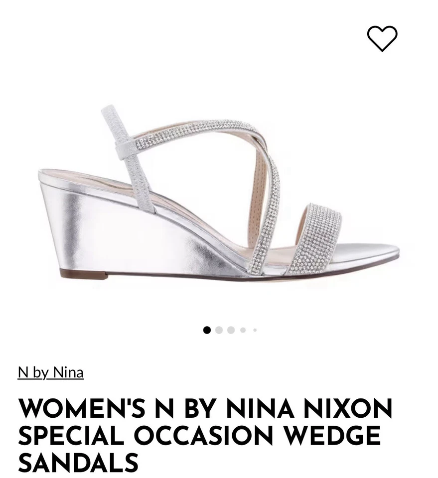 Nina 银色楔形高跟鞋 8 码 — 第 2/4 张图片