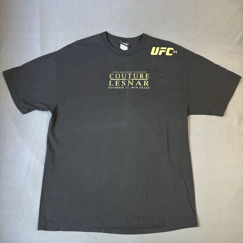 Camisa negra manga corta UFC 91 Randy Couture vs Brock Lesnar XL para hombre Foto 2 de 4