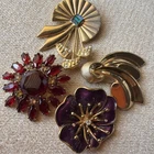 Lot Of Brooches MONET  Fur Clip Vintage Costume Brooches Jewelry Flower