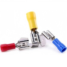 100pcs Piggyback Spade Connectors 24-10 Gauge 1/4 Female and Male Quick Splic...