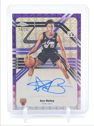 ACE BAILEY 2025-26 TOPPS CHROME ROOKIE NEXT STOP PURPLE GEO RC AUTO /75 Q3893